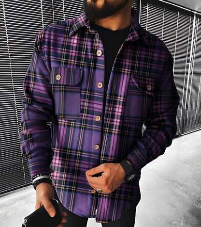 Eugene - Cămașă cu mânecă lungă în carouri elegantă pentru bărbați