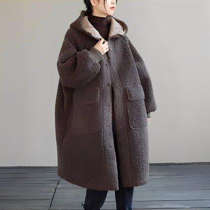 Nydia - Palton de lână cald cu glugă pentru femei