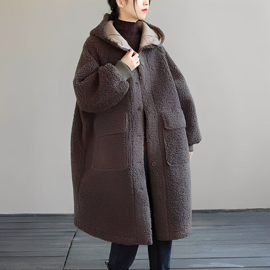 Nydia - Palton de lână cald cu glugă pentru femei