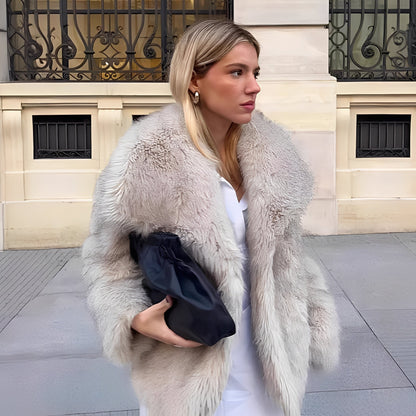 Melany - Haină elegantă de blană artificială pentru femei