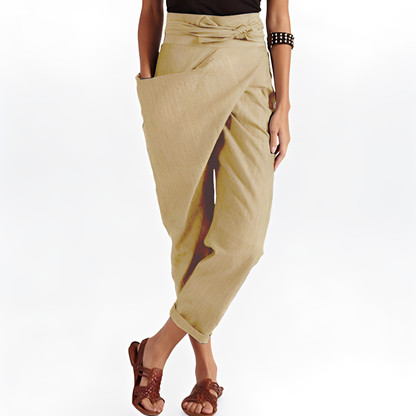 Courteney - Pantaloni harem lejeri cu talie înaltă pentru femei