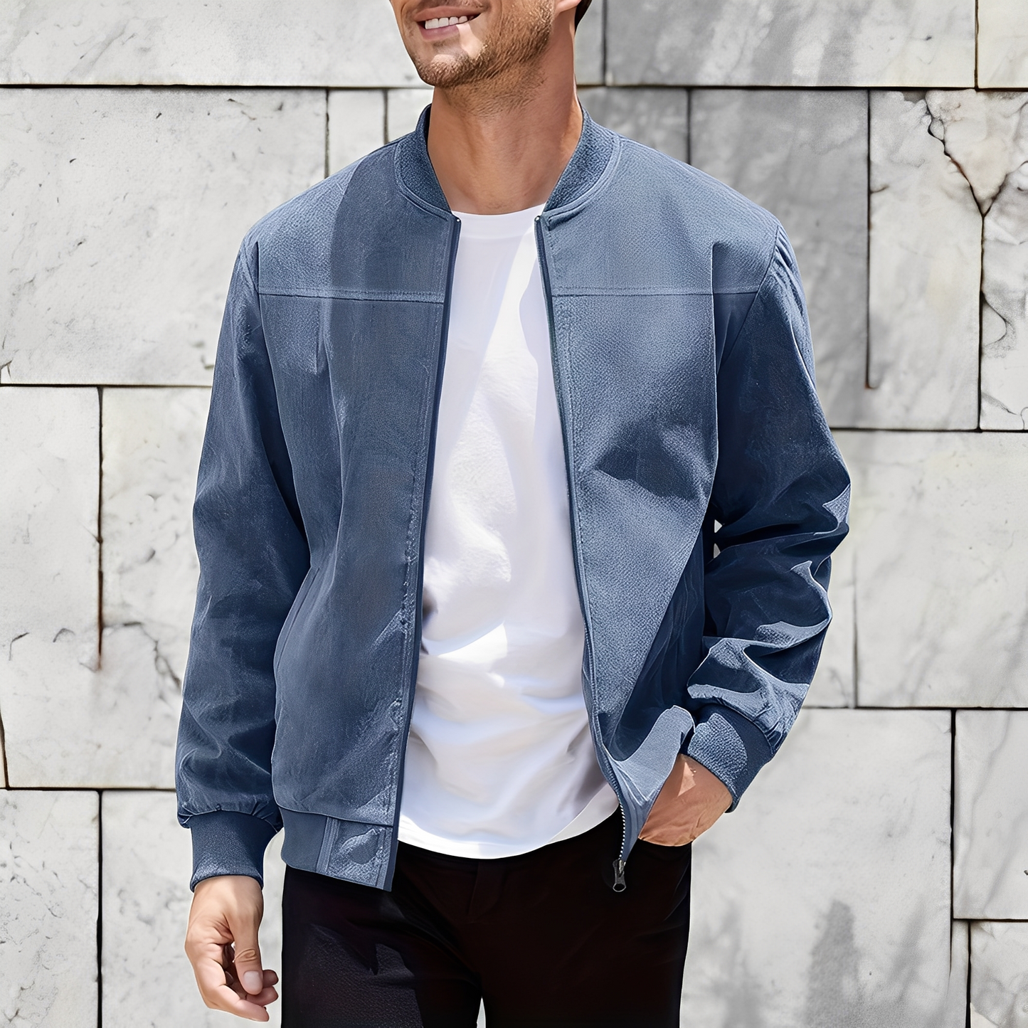 Easton - Clasică, stilată jachetă din piele întoarsă pentru bărbați