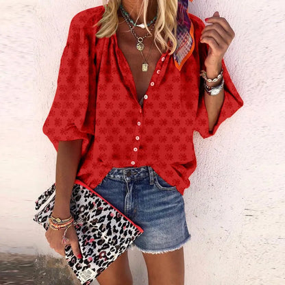 Isabella - Top cu flori și nasturi vintage