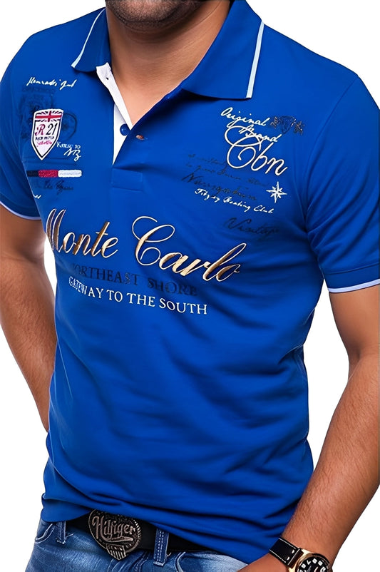 Brent - Poloshirt lejer cu print pentru bărbați