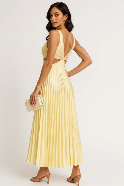 Geraldine - Elegantă Rochie Midi cu Pliuri Satin
