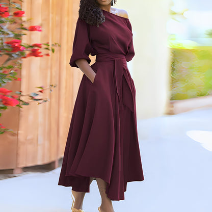 Dahlia - Rochie elegantă fără umeri cu curea pentru femei