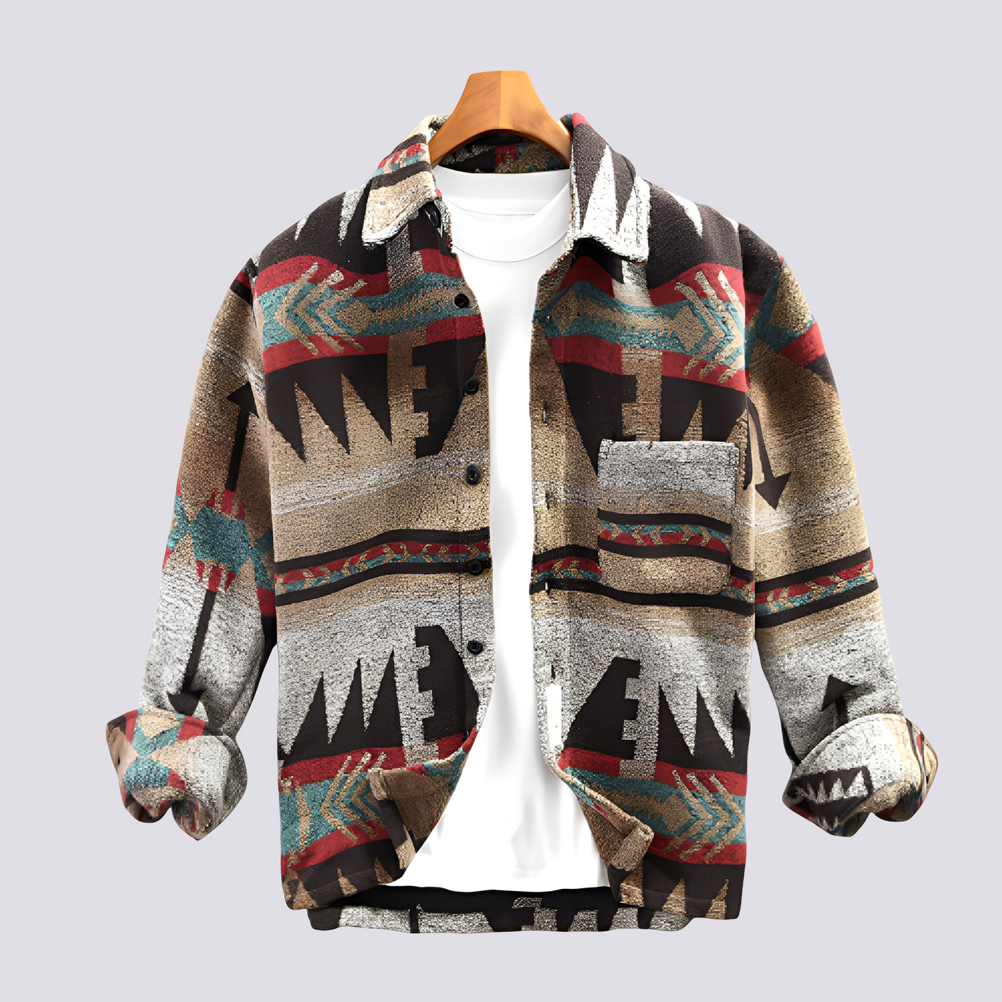 Gerrard - Jachetă Cămașă Vintage-Imprimată pentru Bărbați