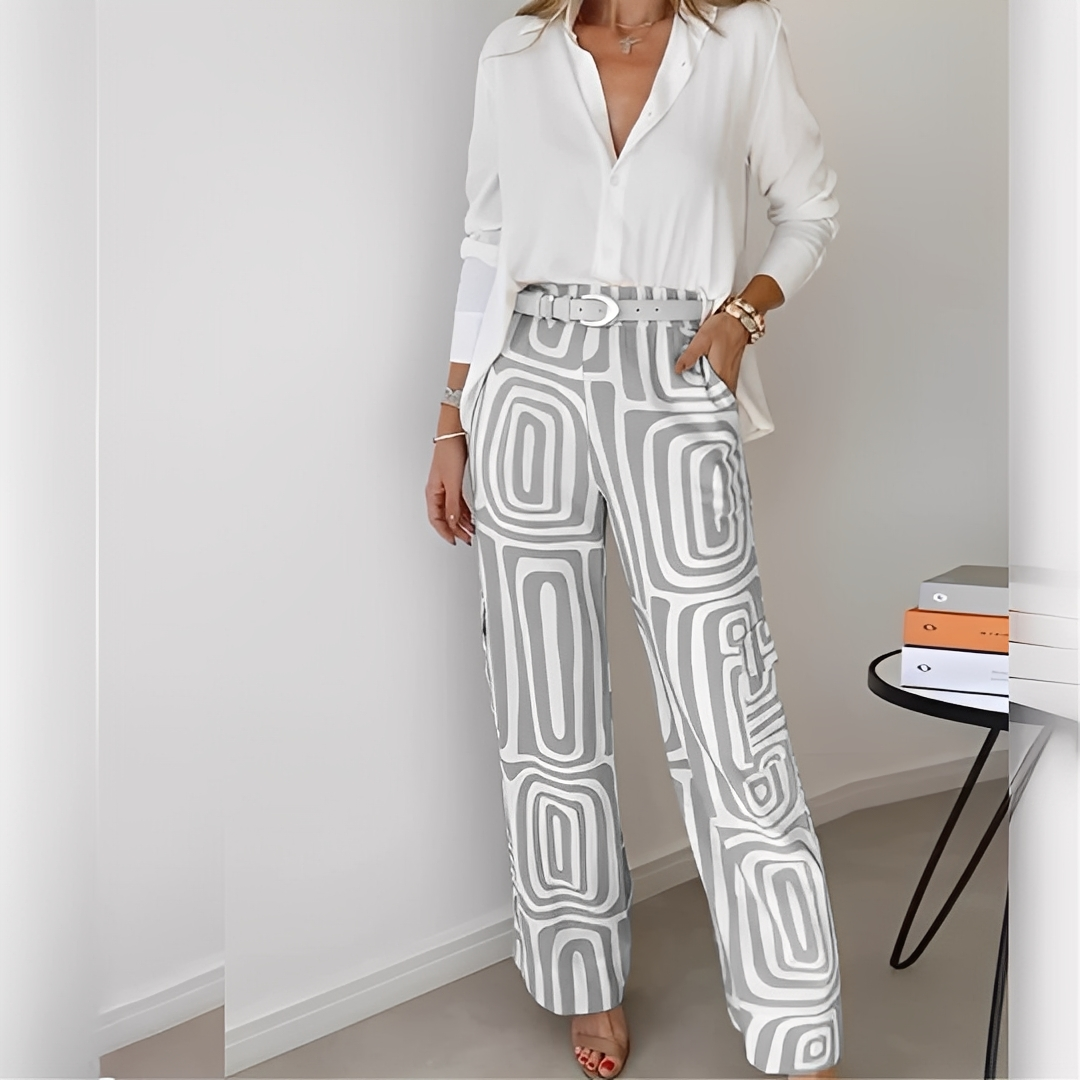Ginette - Set elegant de cămașă și pantaloni pentru femei