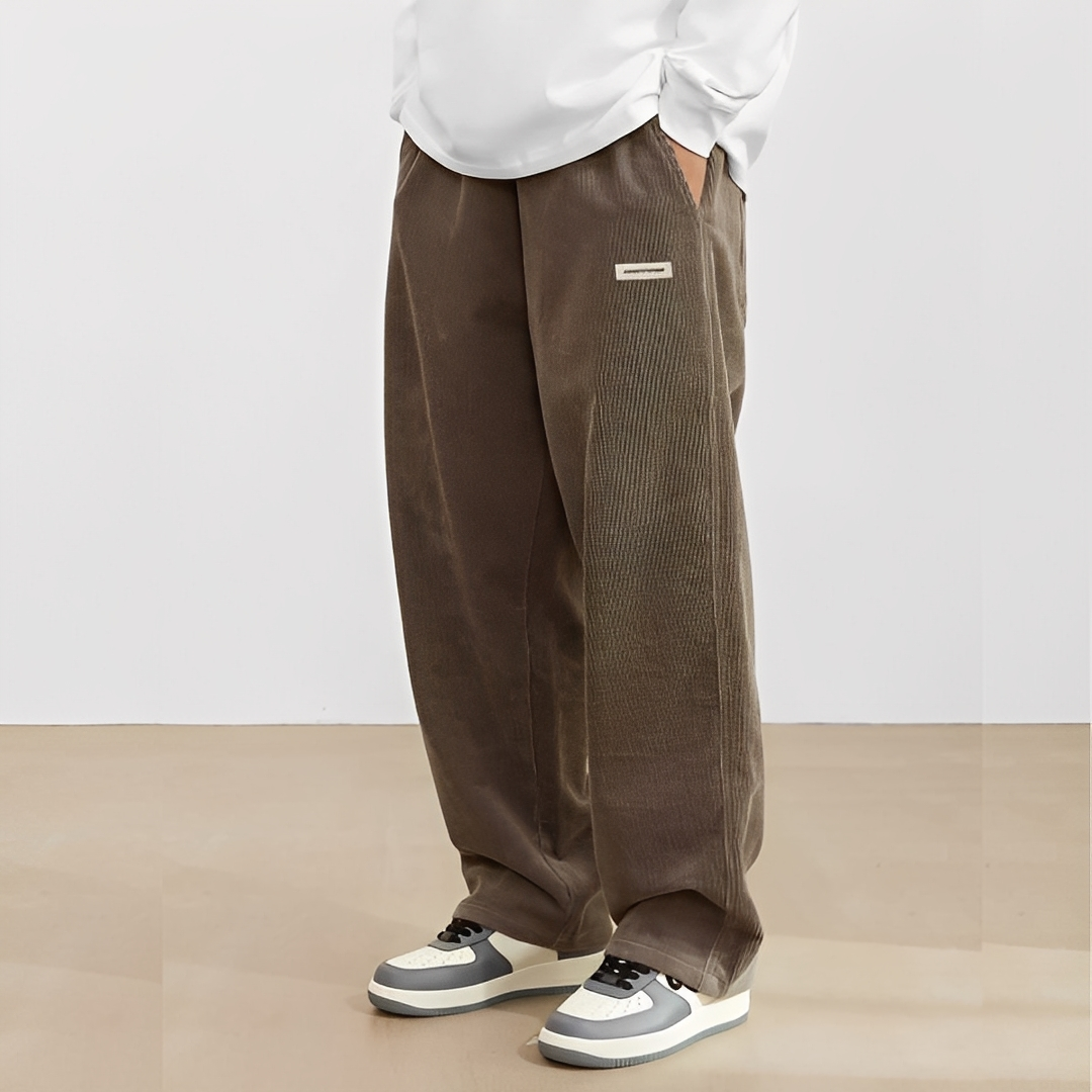 Carllito - Pantaloni din catifea reiat clasică pentru bărbați