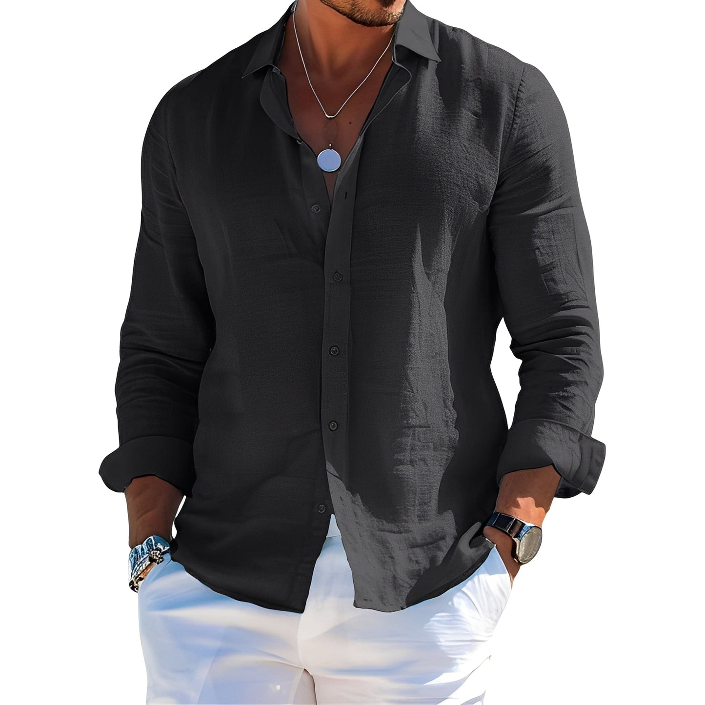 Félicien - Polo-uri clasice cu mânecă lungă pentru bărbați