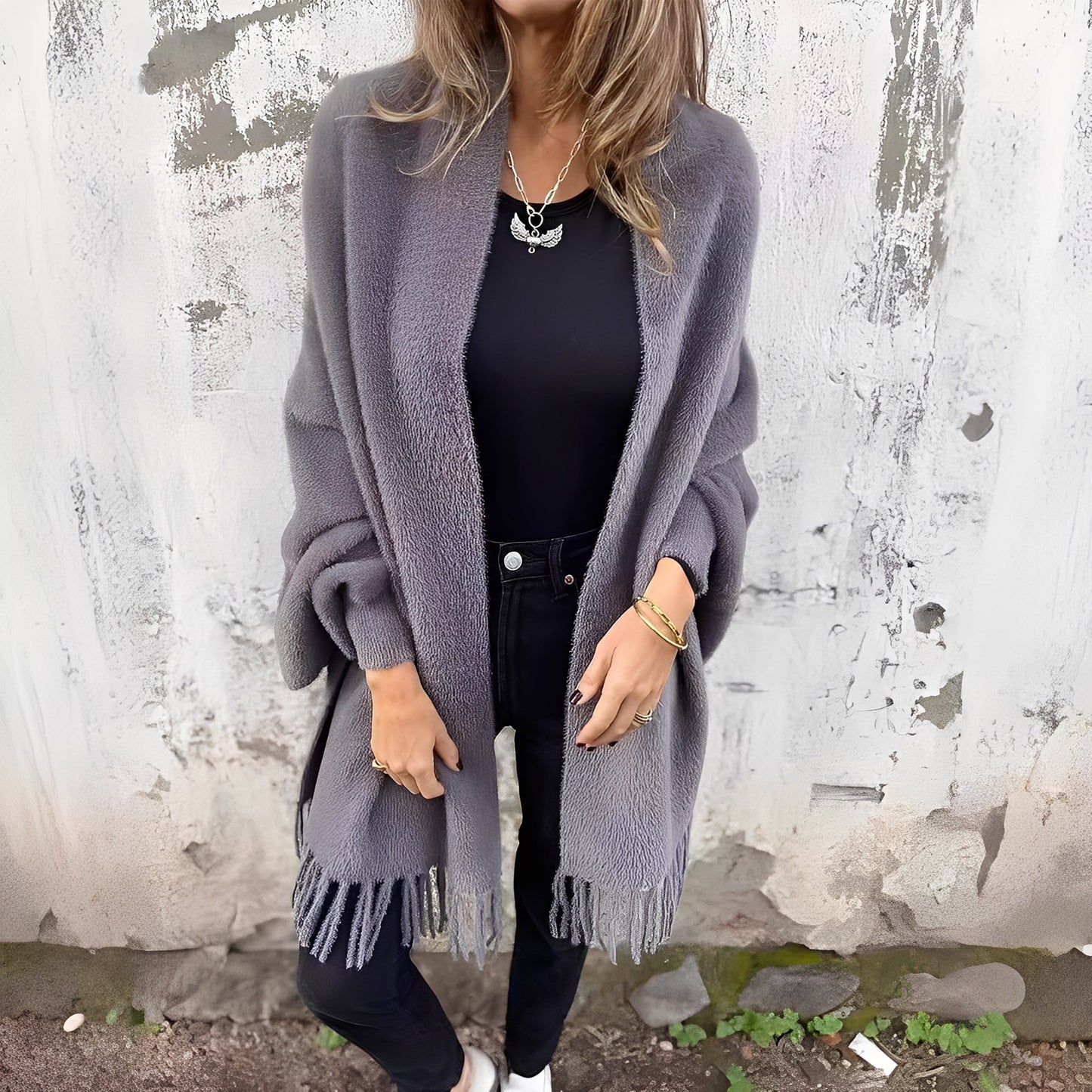 Bethney - Stilouă, lejer tricotată jachetă pentru dame