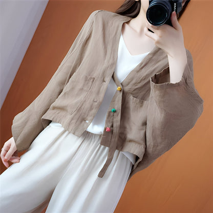 Shelia - Cardigan scurt lejer cu buzunare