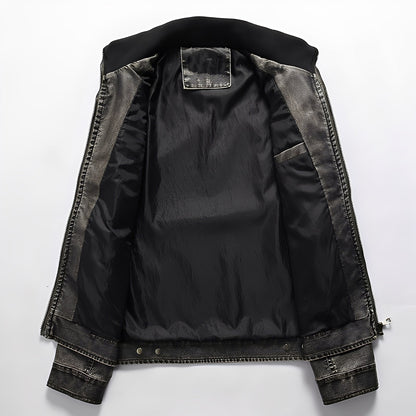 Kevin - Jachetă clasică din piele cu buzunare pentru bărbați