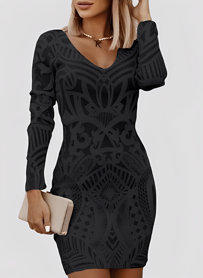 Caitlyn - Rochie elegantă, cu mâneci lungi, slim-fit pentru femei