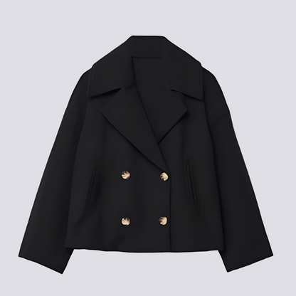 Bethney - Elegantă scurtă jachetă de lână cu guler revers pentru femei