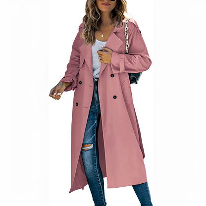 Jodie - Stilou lung trench-coat dublu pentru dame