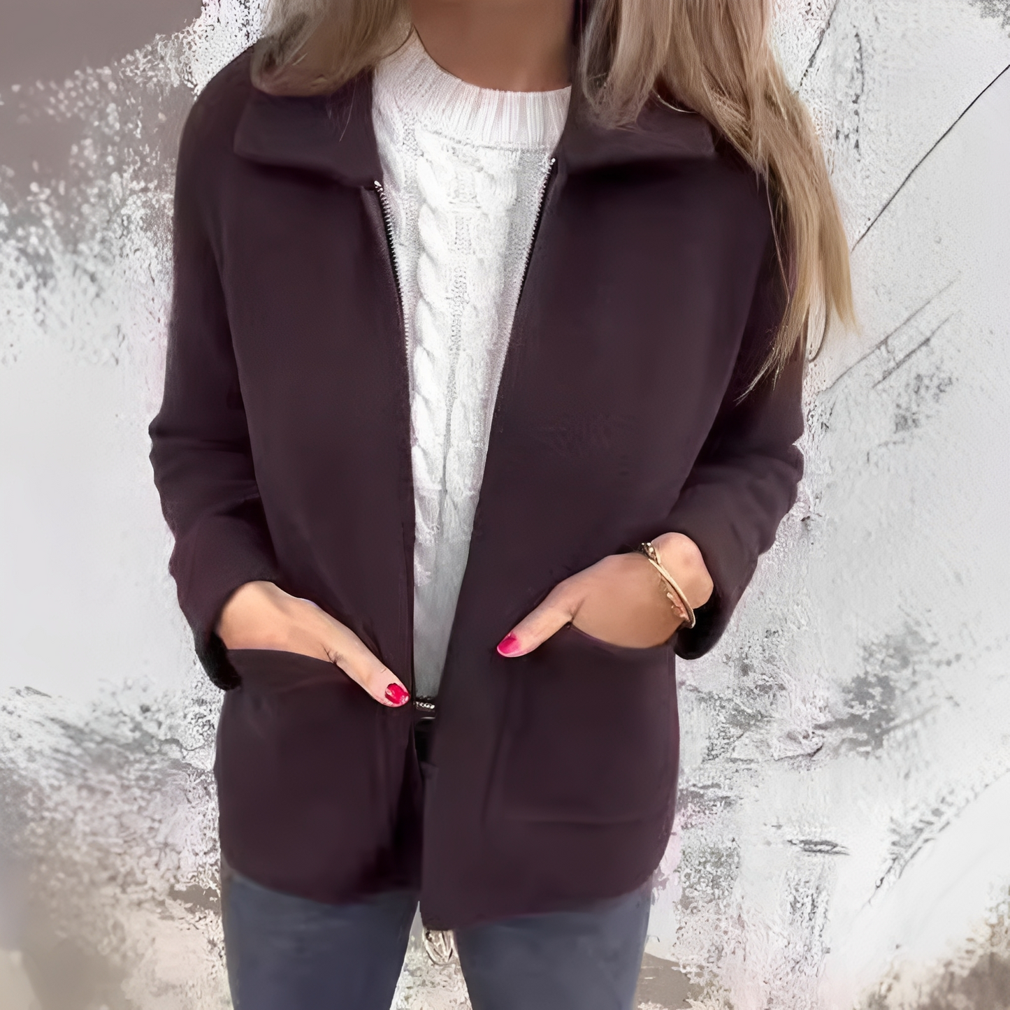 Abby - Elegant, cald manta cu buzunare pentru dame