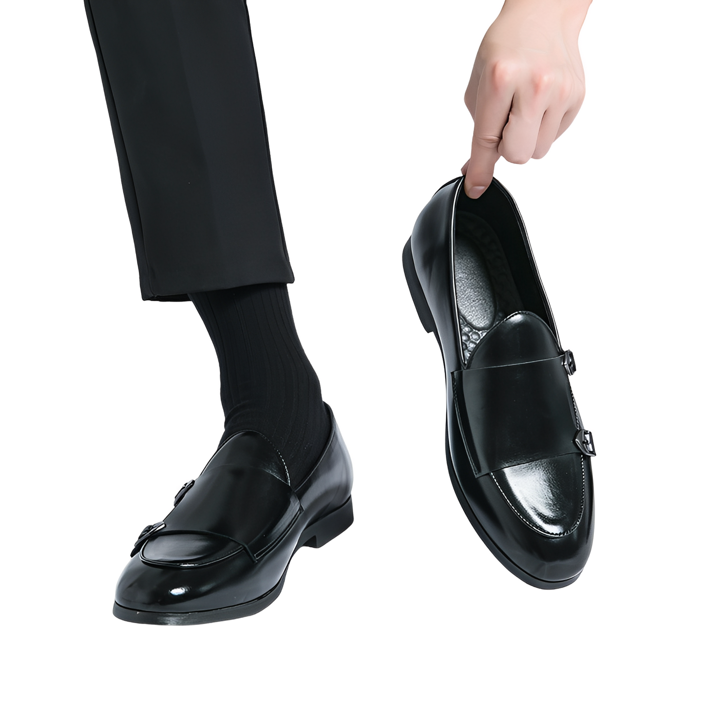 Bryan - Pantofi formali bărbătești din piele cu cataramă dublă