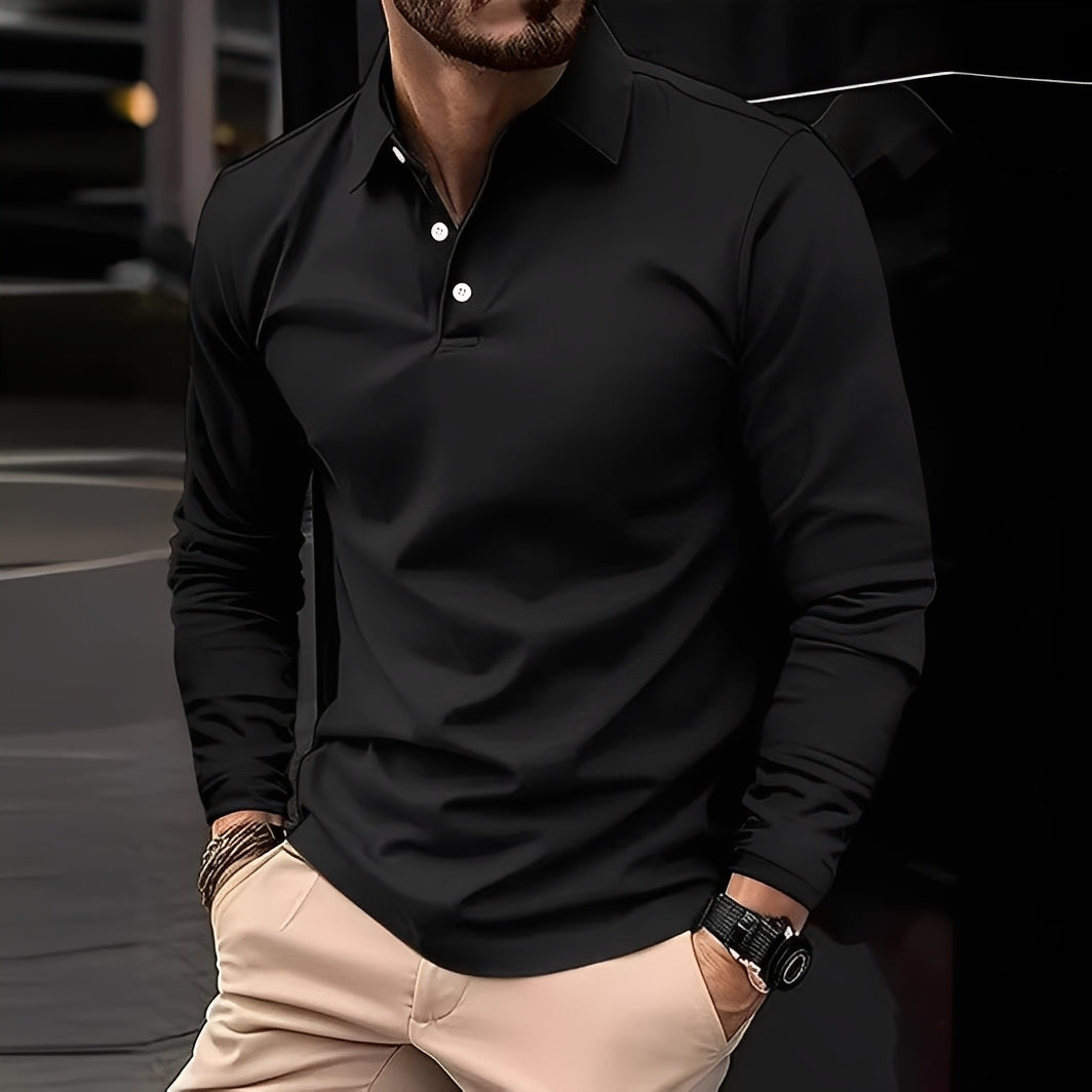 Stephen - Polo cu mânecă lungă casual pentru bărbați