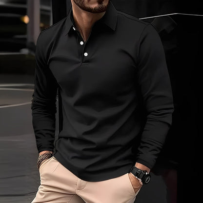 Stephen - Polo cu mânecă lungă casual pentru bărbați