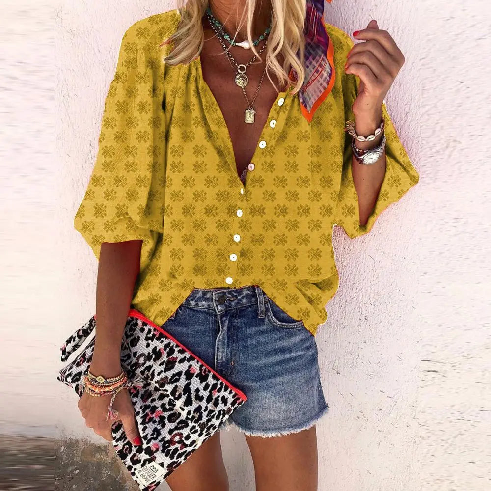 Isabella - Top cu flori și nasturi vintage