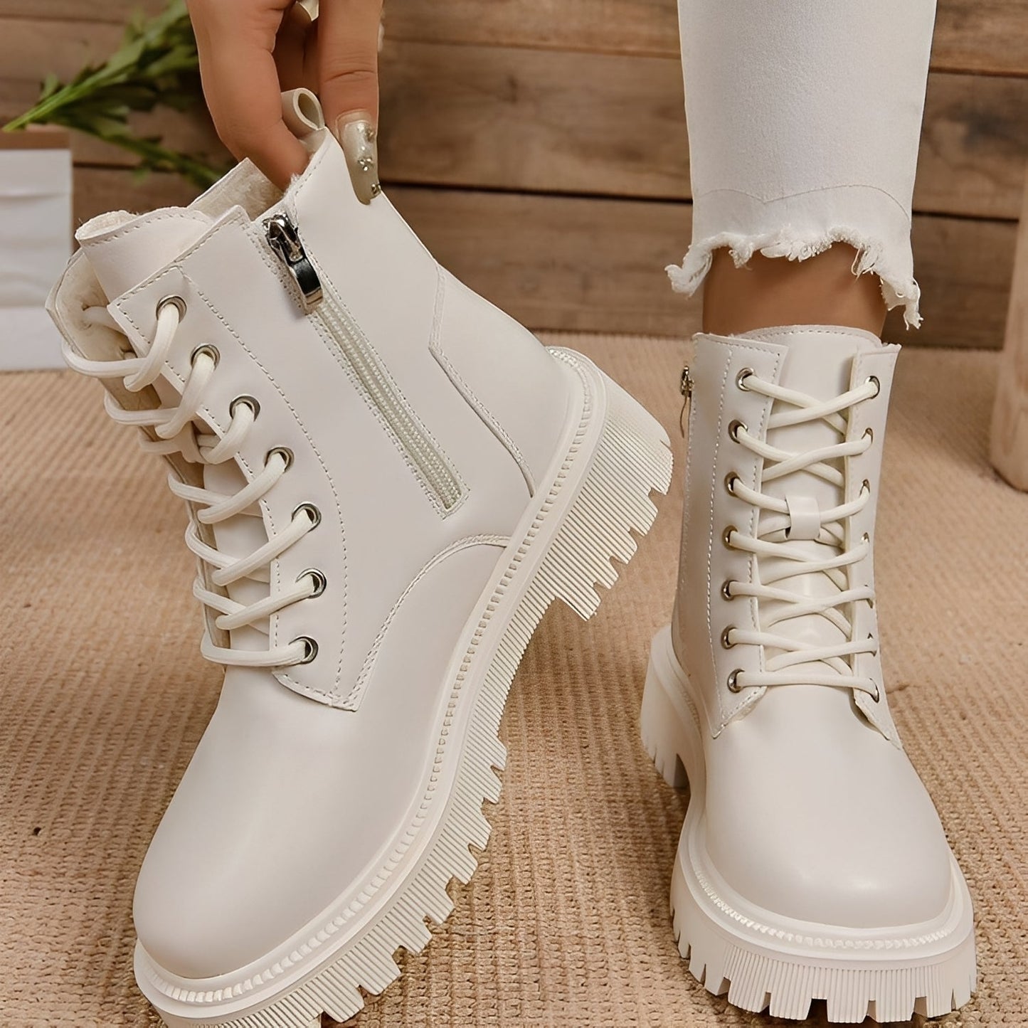 Haylie - Cizme Martin stilate, căptușite cu fleece pentru femei