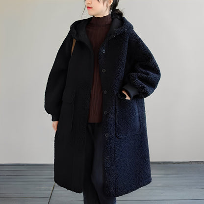 Nydia - Palton de lână cald cu glugă pentru femei