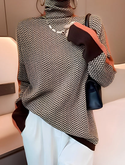 Bryony - Pulover tricotat stilat cu guler înalt pentru femei