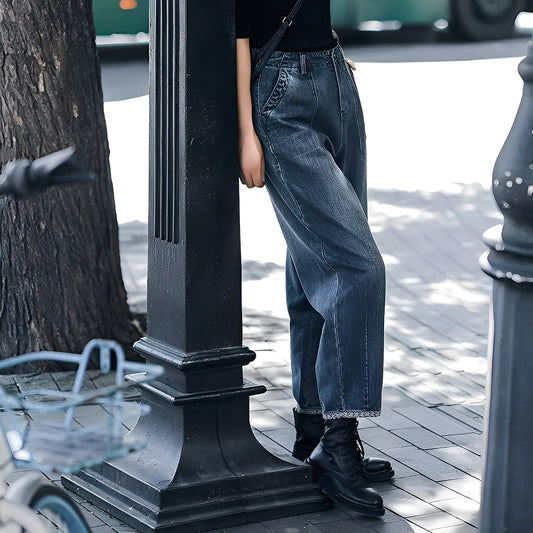 Shirlee - Pantaloni din denim stilați cu talie înaltă pentru femei