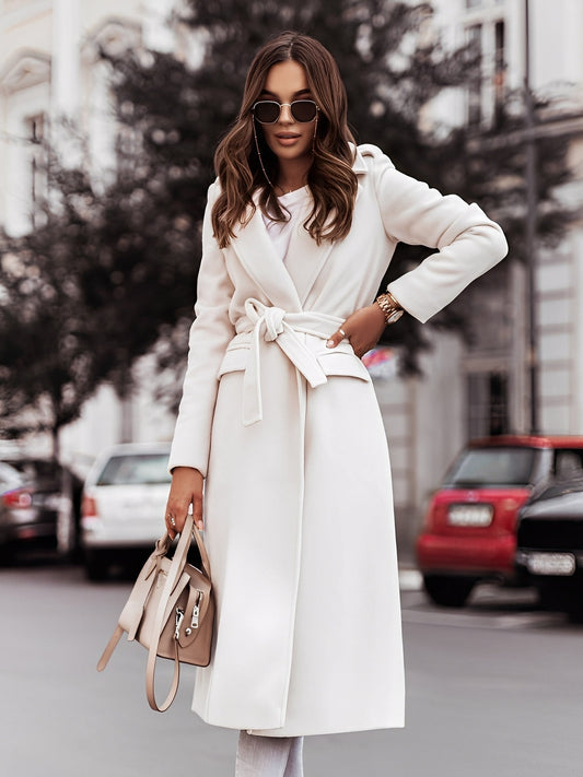 Haylie - Palatou de lână elegant cu curea în talie pentru femei