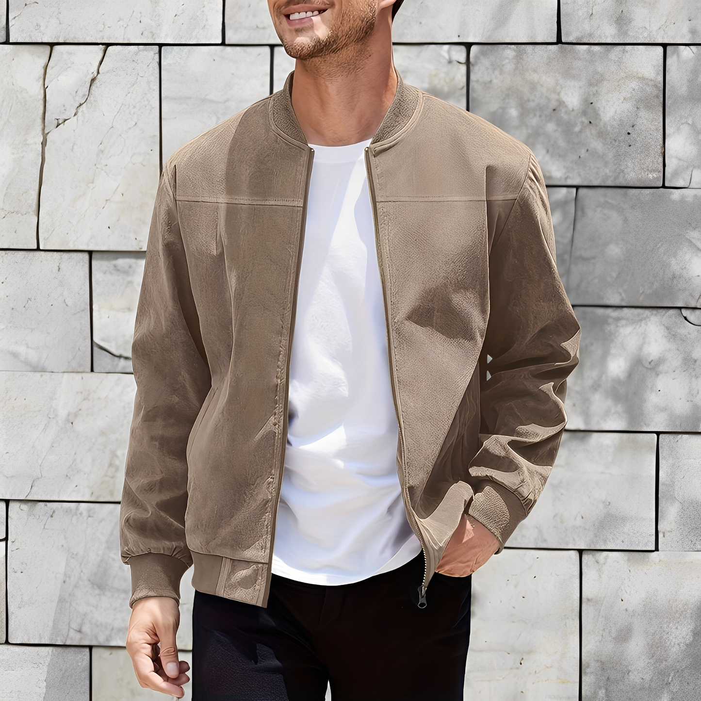 Easton - Clasică, stilată jachetă din piele întoarsă pentru bărbați