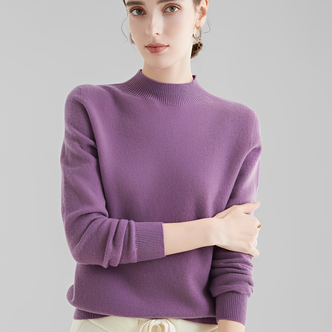 Chrystellene - Pulover confortabil din cașmir cu guler înalt pentru femei