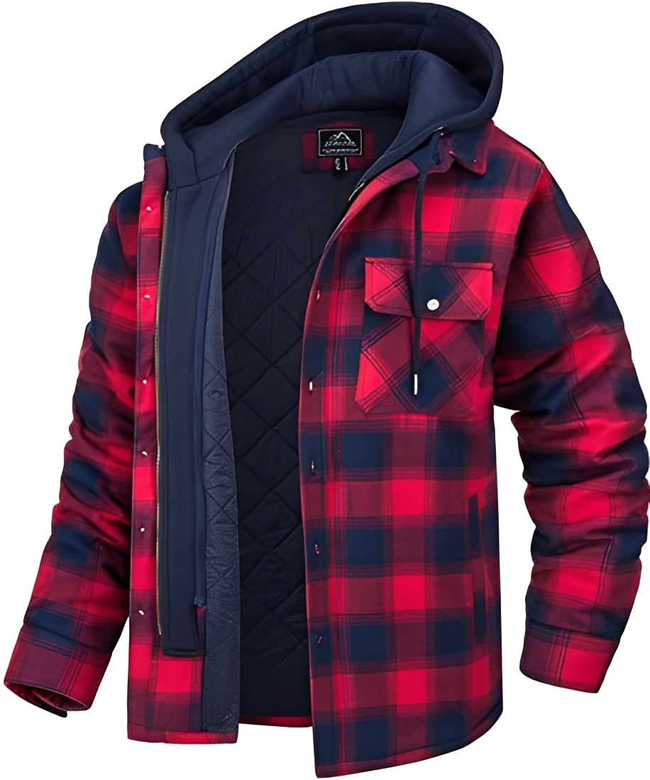 Rodger - Jachetă cu glugă cu carouri stilată pentru bărbați