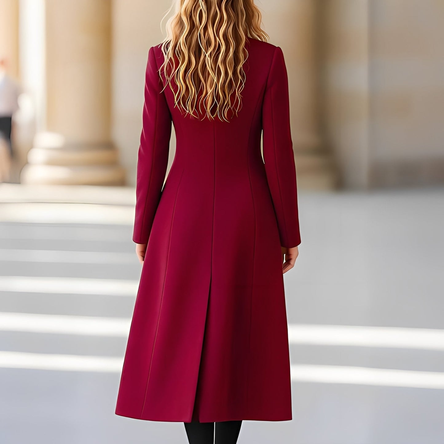 Chrissy - Manta lungă la modă cu două rânduri pentru dame