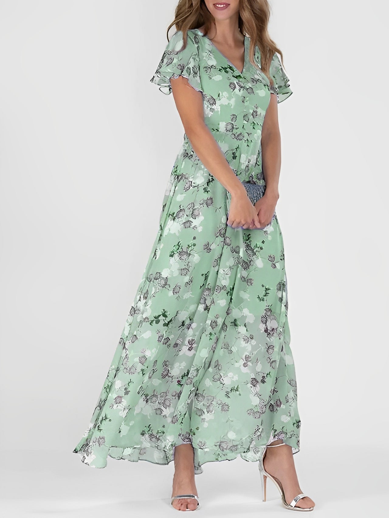 Giselle - Rochie midi elegantă cu imprimeu floral pentru femei