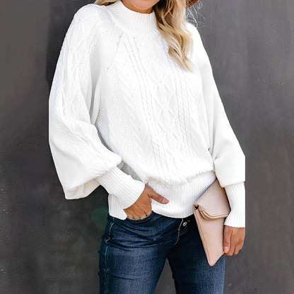 Jemima - Pulover cu guler înalt, lejer, pentru femei