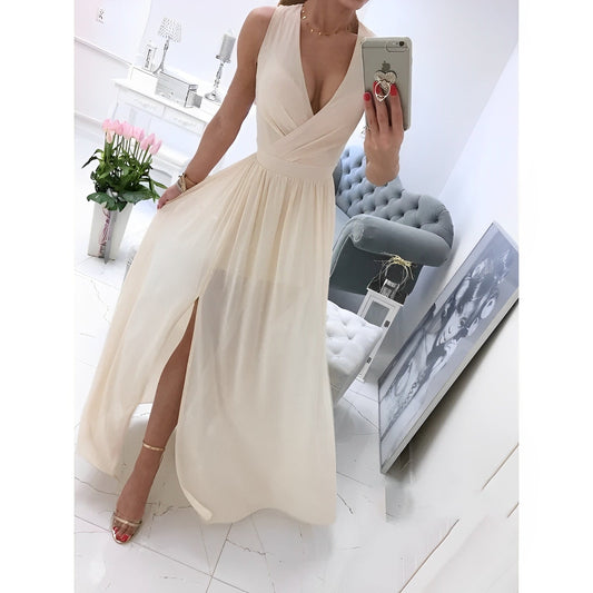 Honlou – Rochie fără mâneci din in pentru femei