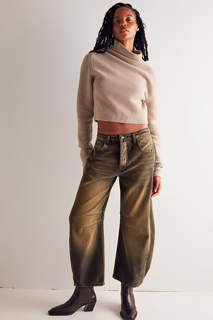 Adrienne - Clasice largi croite Barrel-Jeans pentru dame