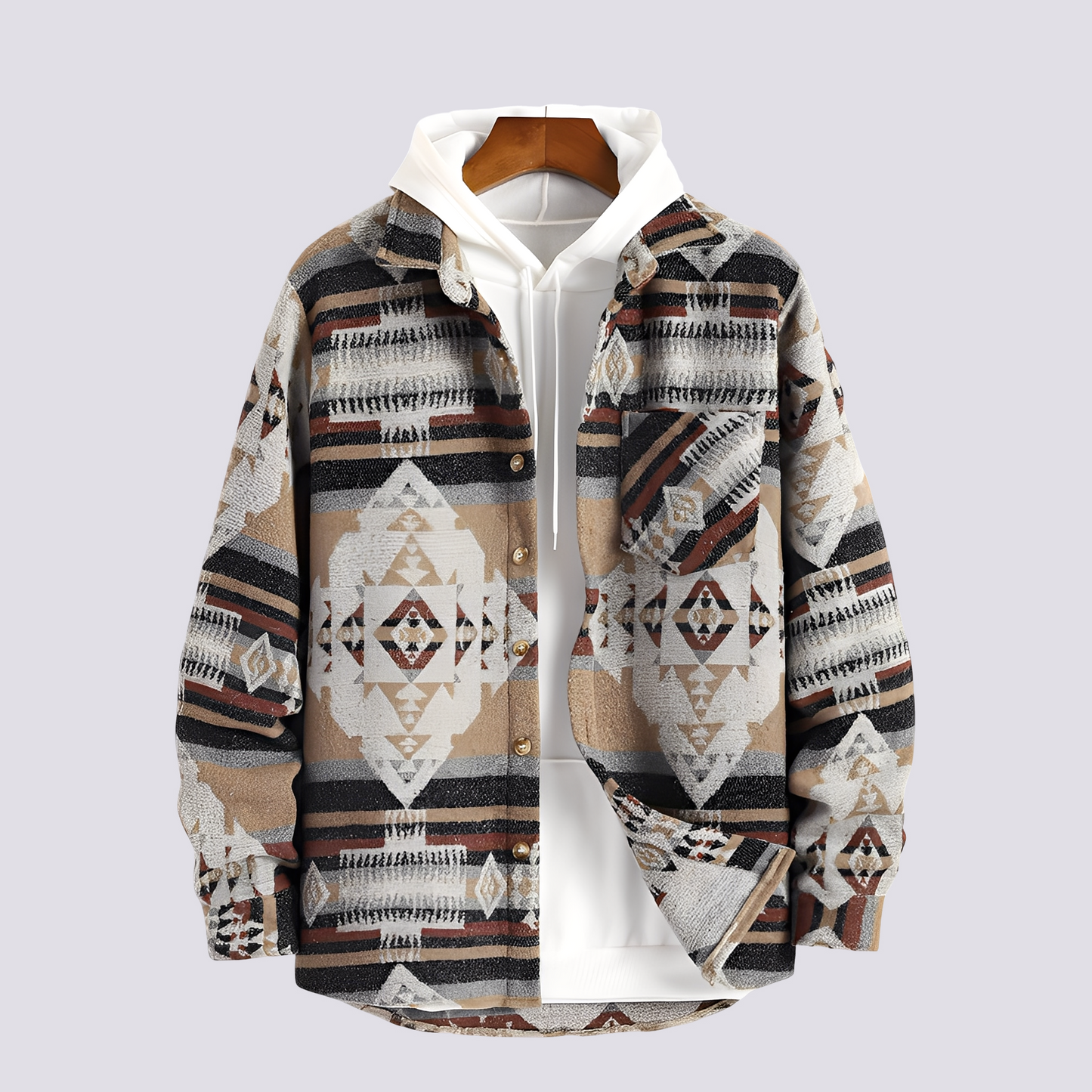 Gerrard - Jachetă Cămașă Vintage-Imprimată pentru Bărbați