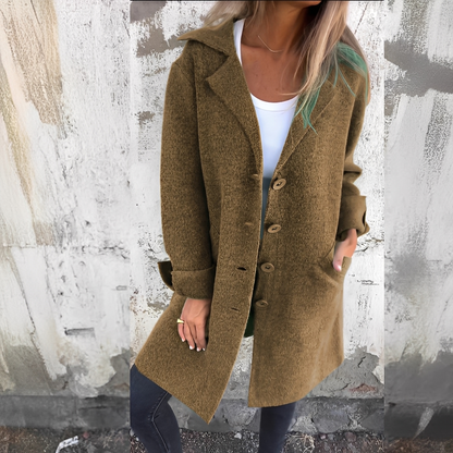 Odile - Palton lung relaxat cu rever pentru femei