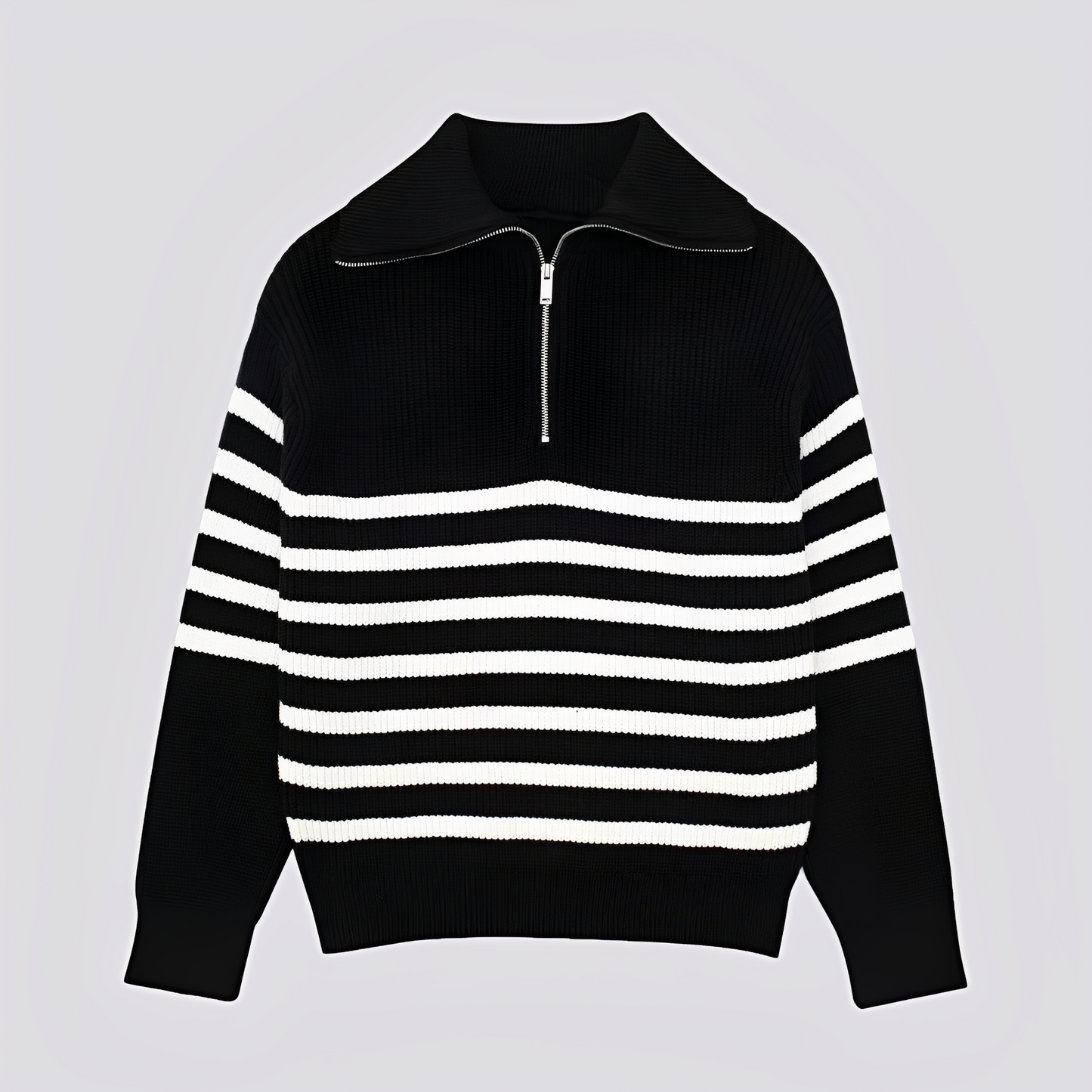 Christine - Pulover stilat cu dungi și fermoar pentru femei