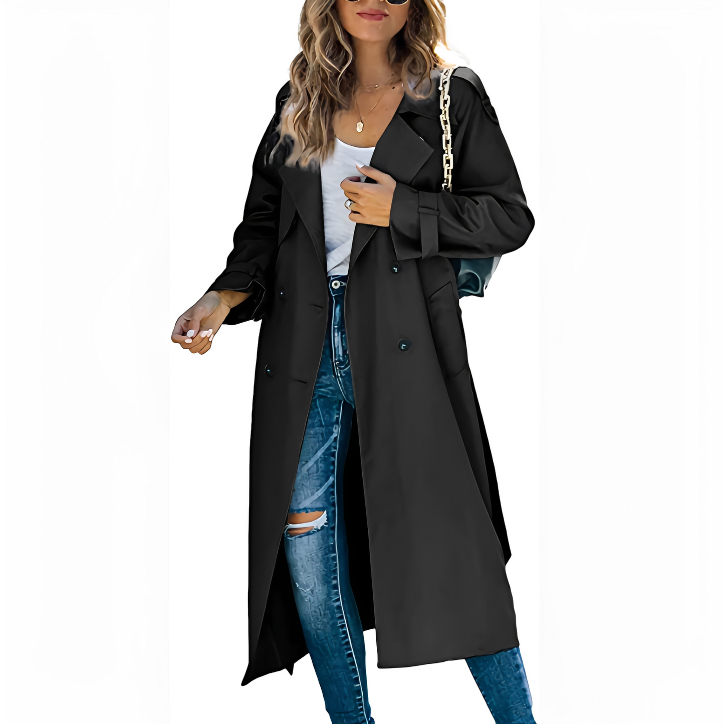 Jodie - Stilou lung trench-coat dublu pentru dame