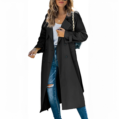 Jodie - Stilou lung trench-coat dublu pentru dame