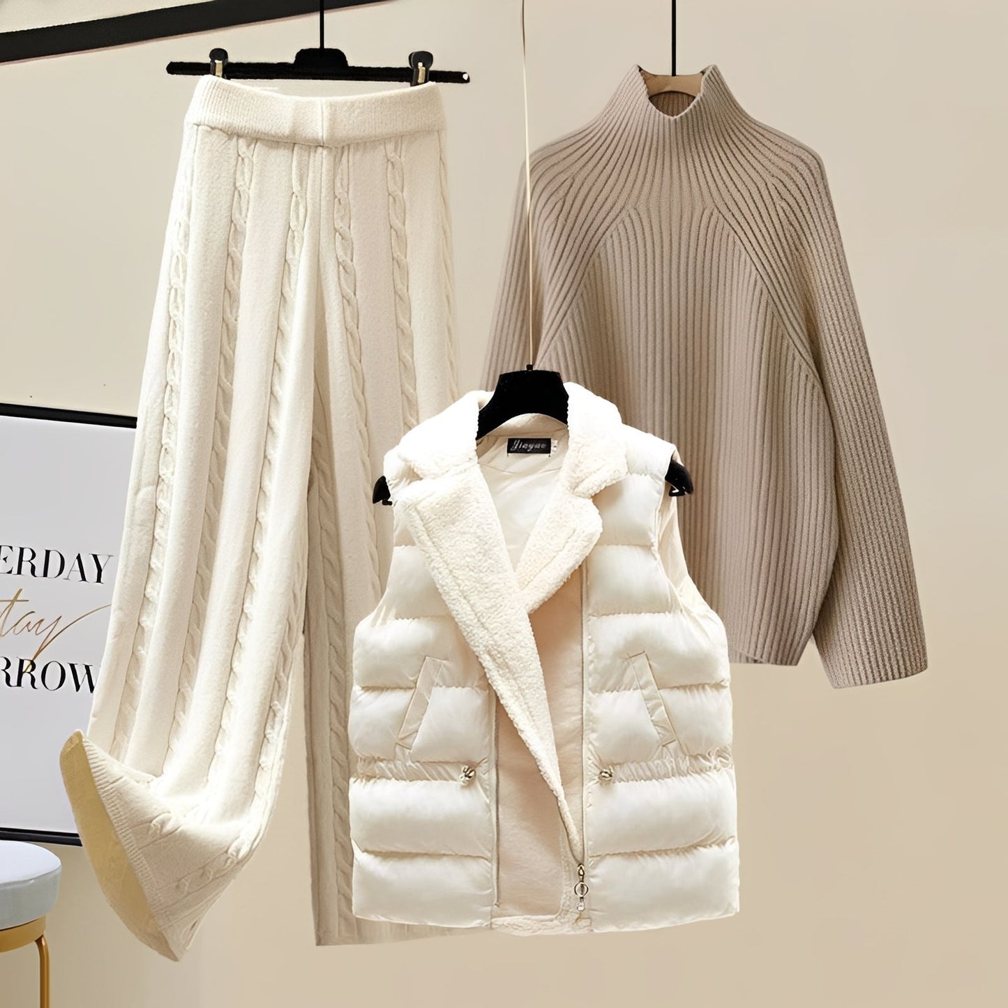 Lucie - Set tricotat stilat de 3 piese pentru dame