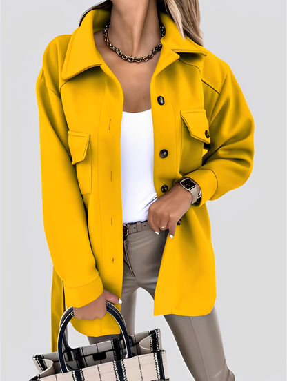 Tiffanie - Modernă, ușoară jachetă din lână cu guler rever pentru dame