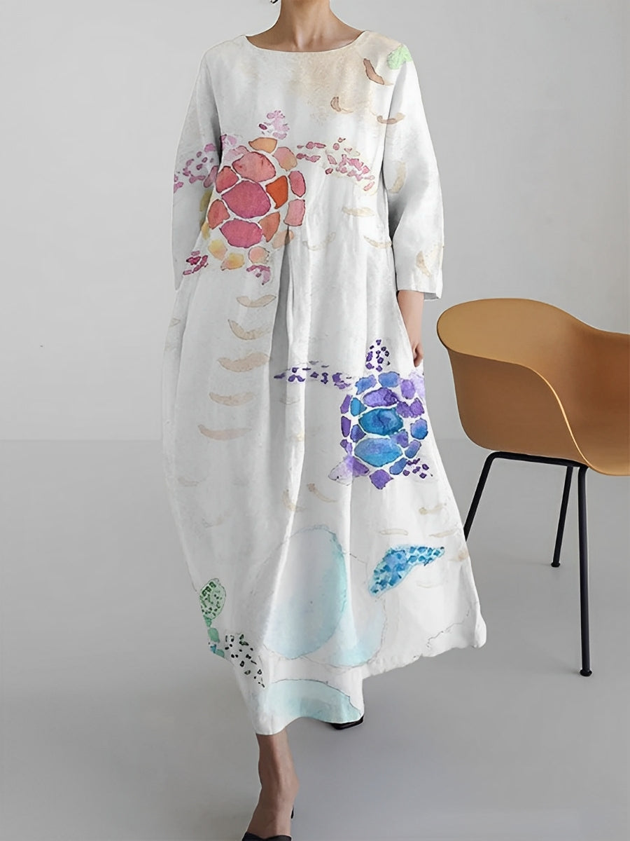 Claudia - Rochie multicoloră cu mâneci scurte pentru femei