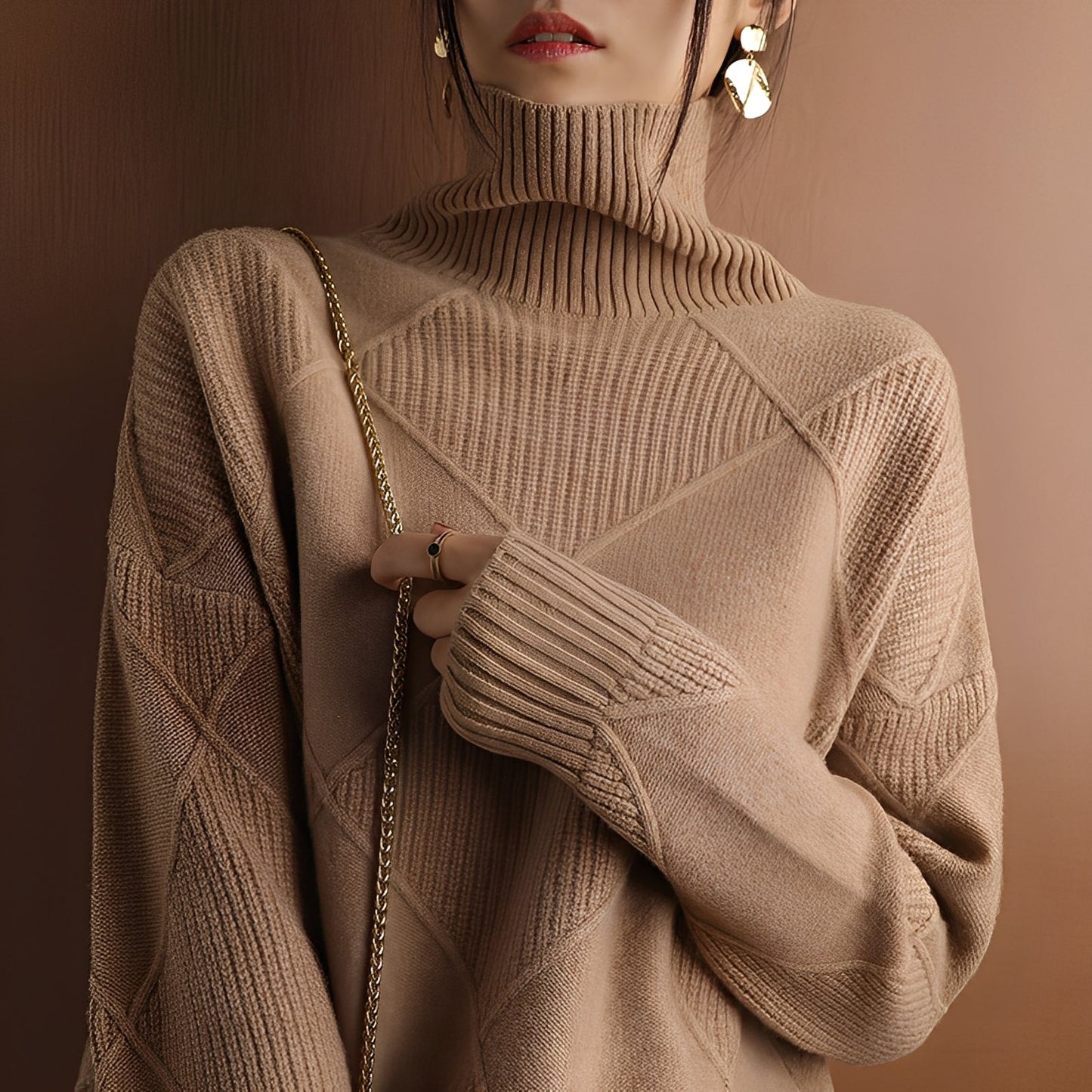 Mariette - Pulover oversize de iarnă pentru femei cu guler înalt