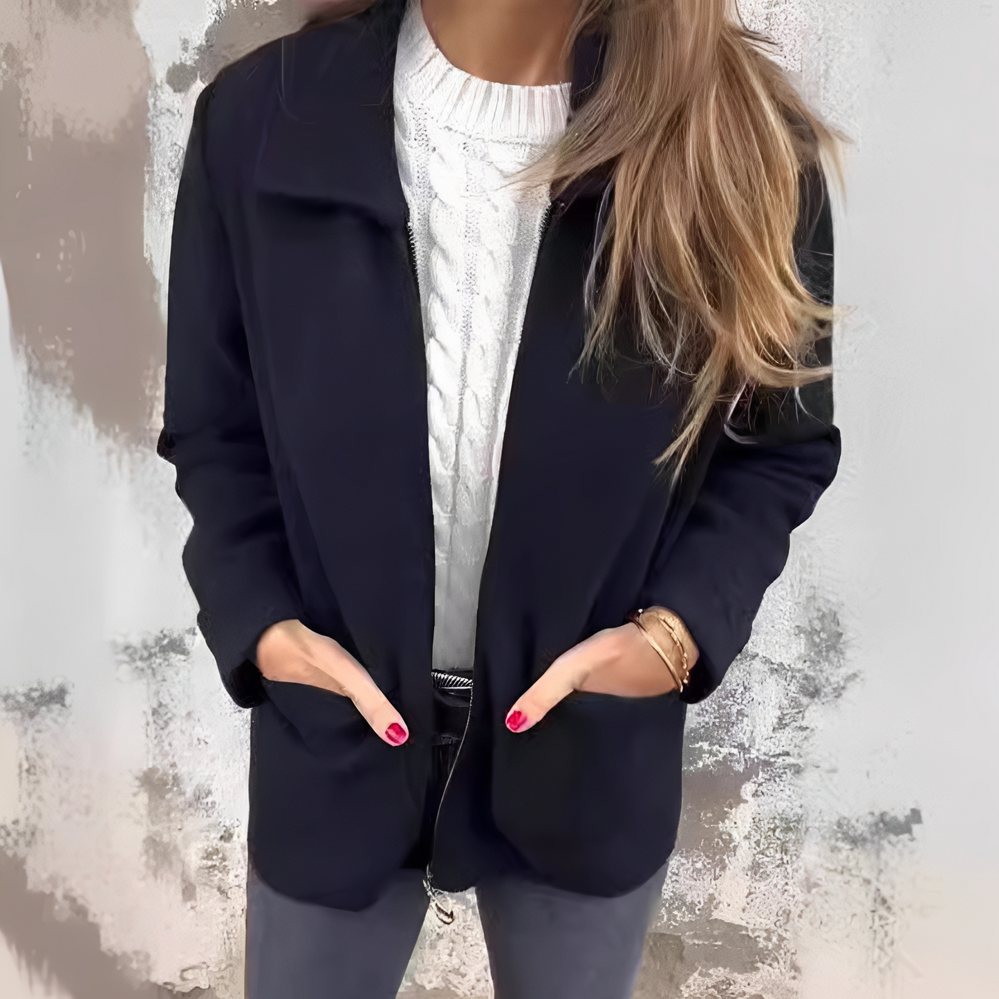 Abby - Elegant, cald manta cu buzunare pentru dame