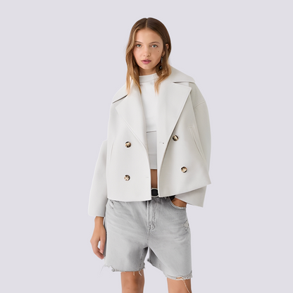 Bethney - Elegantă scurtă jachetă de lână cu guler revers pentru femei