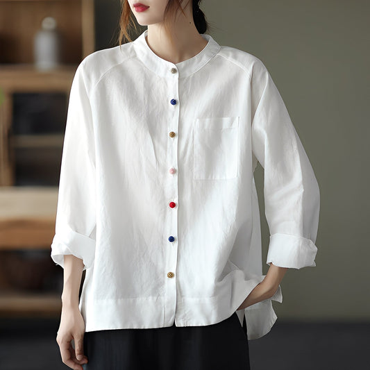 Helen - Bluza cu mâneci lungi lejeră cu buzunare pentru femei